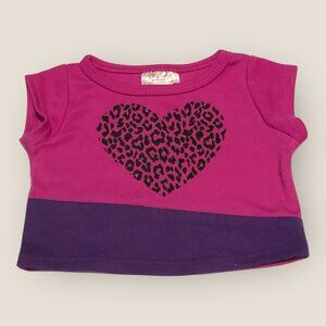 Build-A-Bear Workshop Pink & Purple Heart Leopard Print Shirt BABW